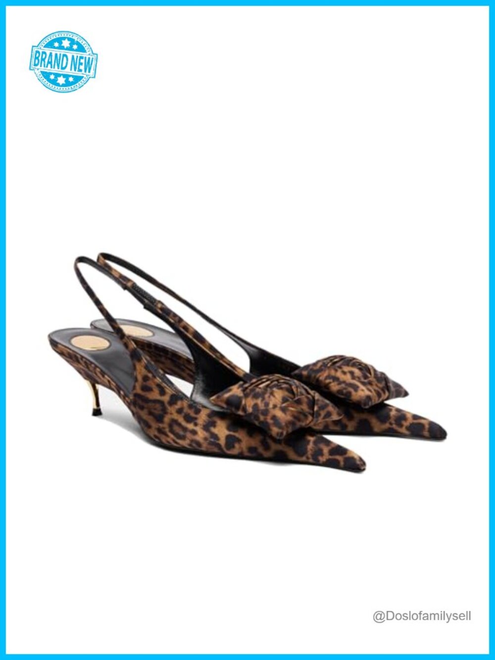 Women's Slingback Kitten Heels Pointed Toe Leopard Print Party Evening Shoes